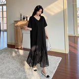 Load image into Gallery viewer, Loose Long Dresses Robe Elbise Short Sleeve