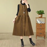 Load image into Gallery viewer, Retro Washed Corduroy Spring Autumn Vest Dress Women's Color