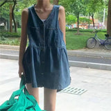 Load image into Gallery viewer, Sleeveless Strap Dress Women Summer Single-Breasted Pockets