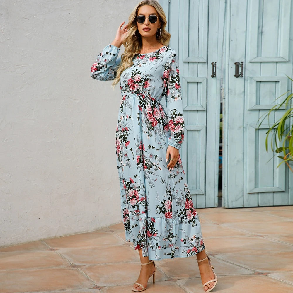 Women Maxi Dresses Sping Autumn Bohemian Casual Full Sleeve