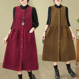Load image into Gallery viewer, Retro Washed Corduroy Spring Autumn Vest Dress Women's Color
