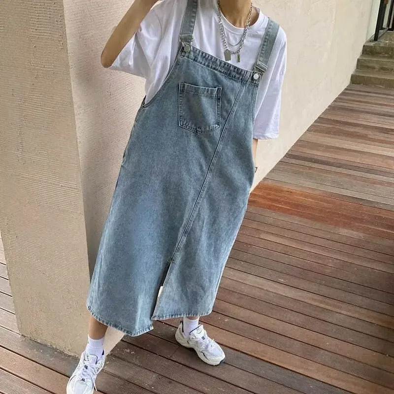 Spring Summer Denim Overall Dress Women Sleeveless Jeans