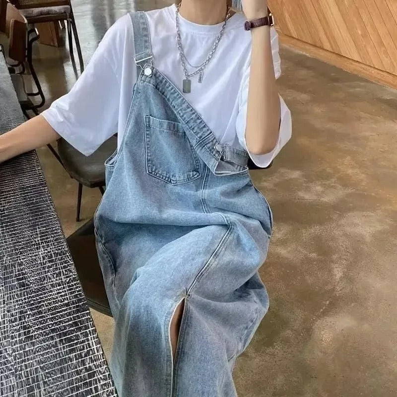 Spring Summer Denim Overall Dress Women Sleeveless Jeans