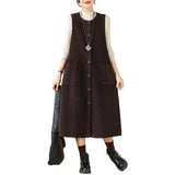 Load image into Gallery viewer, Retro Washed Corduroy Spring Autumn Vest Dress Women's Color