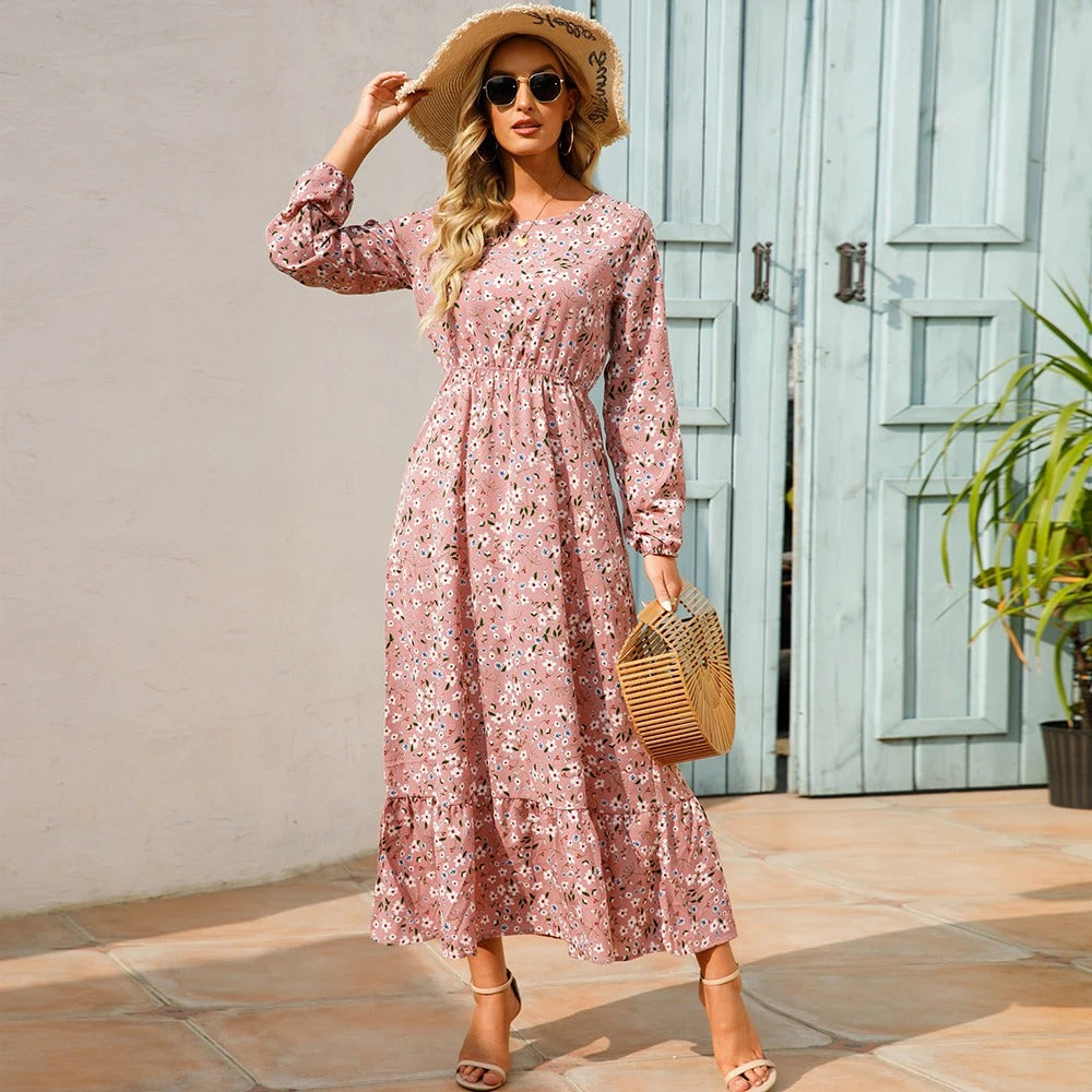Women Maxi Dresses Sping Autumn Bohemian Casual Full Sleeve