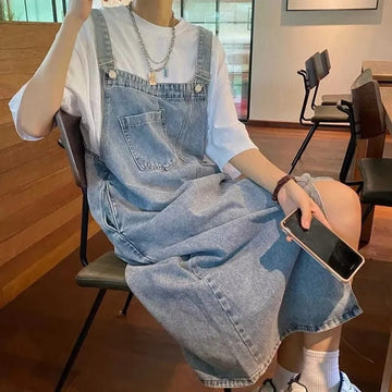 Spring Summer Denim Overall Dress Women Sleeveless Jeans