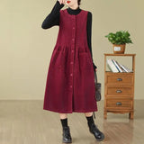 Load image into Gallery viewer, Retro Washed Corduroy Spring Autumn Vest Dress Women's Color
