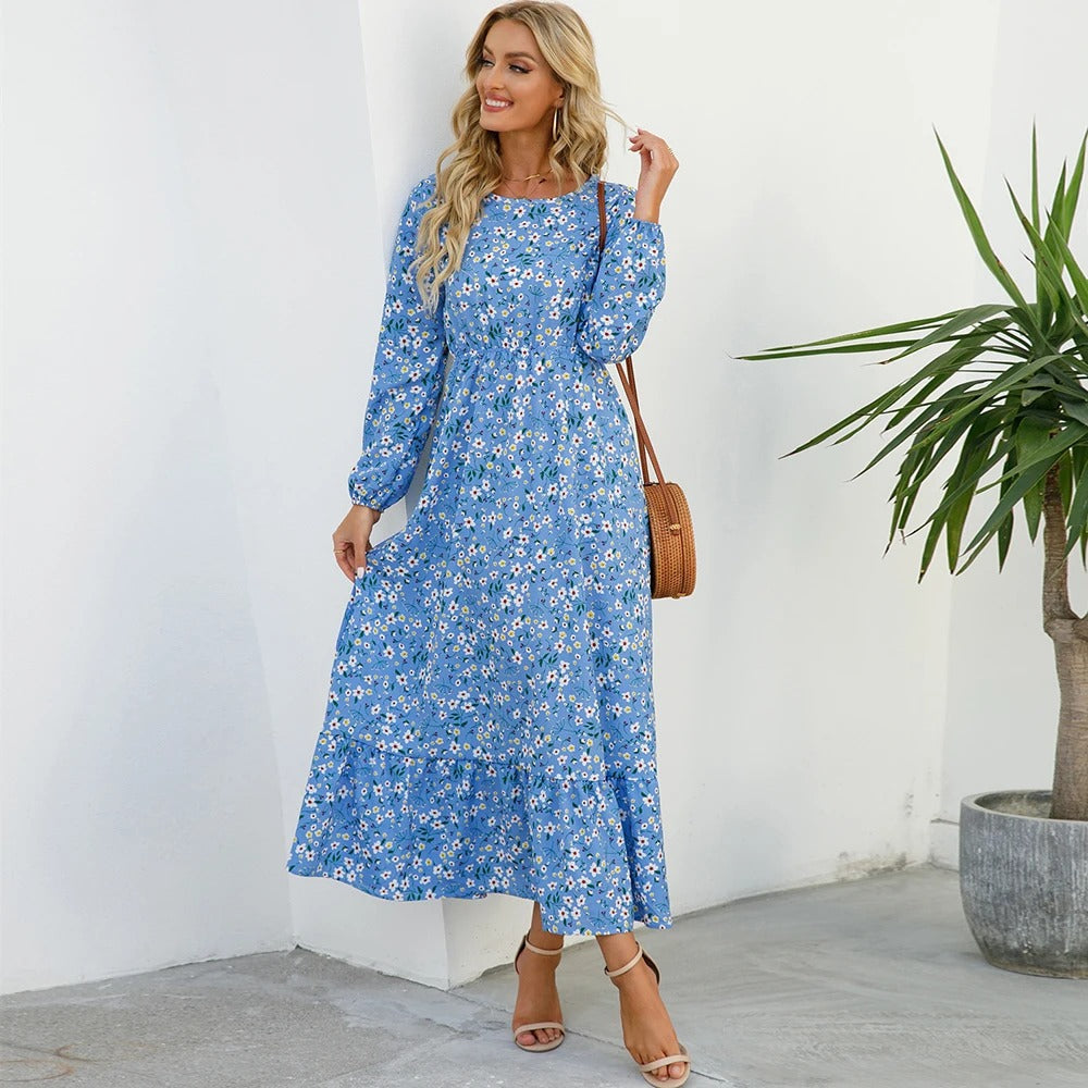 Women Maxi Dresses Sping Autumn Bohemian Casual Full Sleeve