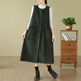 Load image into Gallery viewer, Retro Washed Corduroy Spring Autumn Vest Dress Women's Color