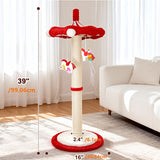 Load image into Gallery viewer, Large 39” Tall Carousel Cat Tree with Rotating Top &amp; Hanging Toys - Multi-Level Cat Scratching Post Suitable for Indoor Cats, Adult Cats, Kittens, Space-Saving Vertical Climbing Tower for Modern Decor, Cat Furniture