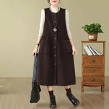 Load image into Gallery viewer, Retro Washed Corduroy Spring Autumn Vest Dress Women's Color