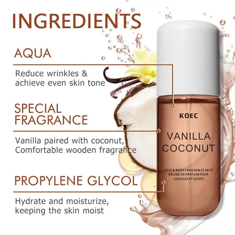 KOEC Vanilla & Coconut Fragrance Mist Perfume Refreshing