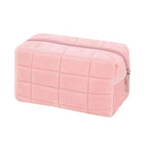 Load image into Gallery viewer, Soft Plush Quilted Cosmetic Bag Portable Zipper Makeup Organizer Cute Travel Toiletry Pouch for Women Girls