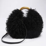 Load image into Gallery viewer, Women's Fashion Long Fur Wool Bag beach Faux Wool Fur Shoulder Bag Ladies Faux Furs Handbag Luxury Mongolian Sheep Fur Bags