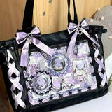 Load image into Gallery viewer, New Japanese Cute Sweet Ribbon Ita Bag Lolita Girls Transparent Handbags Fashion Large Capacity Tote Bag Aesthetic Shoulder Bags