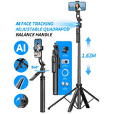 Load image into Gallery viewer, AI Smart Gimbal Tripod Selfie Stick Foldable 360° Auto Follow-Up Face Tracking Gimbal All-in-one Phone Holder For smartphone