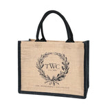 Load image into Gallery viewer, Custom Logo Natural Black Jute Bag Hessian Shopper Tote Bags With Strong Handles