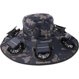 Load image into Gallery viewer, New Summer 6 Fans Solar Fan Hat Breathable UV Protection Wide Brim Sun Cap Fan Visor Cap For Men Outdoor Hiking Camping Fishing