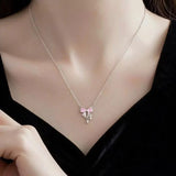 Load image into Gallery viewer, Sweet Pink Bow Necklace Ladies Fashion Sparkling Rhinestone Star