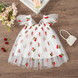 Load image into Gallery viewer, Girls' Dress Summer Floral Mesh Little Flying Sleeve Baby Girl Dress