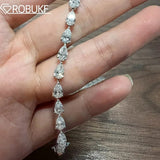 Load image into Gallery viewer, 3*5mm Pear Cut All Moissanite Diamond Tennis Bracelet For Women S925 Silver Plated White Gold Waterdrop Shape Jewelry with GRA