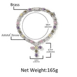 Load image into Gallery viewer, Colorful Flower Cuban Chain Full Paved Iced Out Bling Cubic Zirconia Cross Charms Baguette CZ Cuban Chain HipHop Jewelry