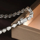 Load image into Gallery viewer, 3*5mm Pear Cut All Moissanite Diamond Tennis Bracelet For Women S925 Silver Plated White Gold Waterdrop Shape Jewelry with GRA