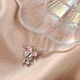 Load image into Gallery viewer, Sweet Pink Bow Necklace Ladies Fashion Sparkling Rhinestone Star