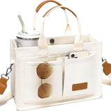 Load image into Gallery viewer, Cross-border Canvas Tote Bag Women Large Capacity Multiple Pockets Trendy Crossbody Bag Wide Shoulder Strap Magnetic Closure