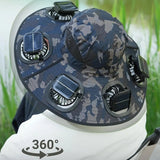 Load image into Gallery viewer, New Summer 6 Fans Solar Fan Hat Breathable UV Protection Wide Brim Sun Cap Fan Visor Cap For Men Outdoor Hiking Camping Fishing