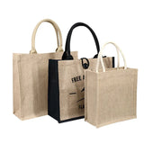 Load image into Gallery viewer, Custom Logo Natural Black Jute Bag Hessian Shopper Tote Bags With Strong Handles