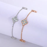 Load image into Gallery viewer, S925 Silver Four Leaf Grass Diamond Bracelet Full D Moissanite Adjustable Chain Wedding Engagement Party Women Birthday Gift