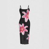 Load image into Gallery viewer, Floral Print Slim Fit Sleeveless Strap Long Dress Korean Japanese Casual High Waist Polyester Fiber Tourist Wear U Neck Dress