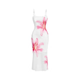 Load image into Gallery viewer, Floral Print Slim Fit Sleeveless Strap Long Dress Korean Japanese Casual High Waist Polyester Fiber Tourist Wear U Neck Dress