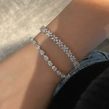 Load image into Gallery viewer, 3*5mm Pear Cut All Moissanite Diamond Tennis Bracelet For Women S925 Silver Plated White Gold Waterdrop Shape Jewelry with GRA