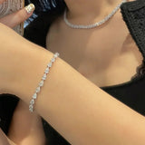 Load image into Gallery viewer, 3*5mm Pear Cut All Moissanite Diamond Tennis Bracelet For Women S925 Silver Plated White Gold Waterdrop Shape Jewelry with GRA