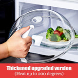 Load image into Gallery viewer, Microwave Splash Cover High Temperature Resistant Microwave Guard Lid Transparent Food Heating Cover with Steam Vent and Handle