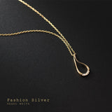 Load image into Gallery viewer, Silver Hollow Drop-Shaped Diamond-Studded Necklace