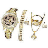 Load image into Gallery viewer, Snowflake Pattern Watch Luxury Full Rhinestone Jewelry Five-piece Set