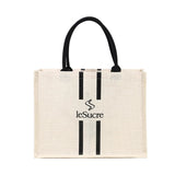Load image into Gallery viewer, Custom Logo Natural Black Jute Bag Hessian Shopper Tote Bags With Strong Handles